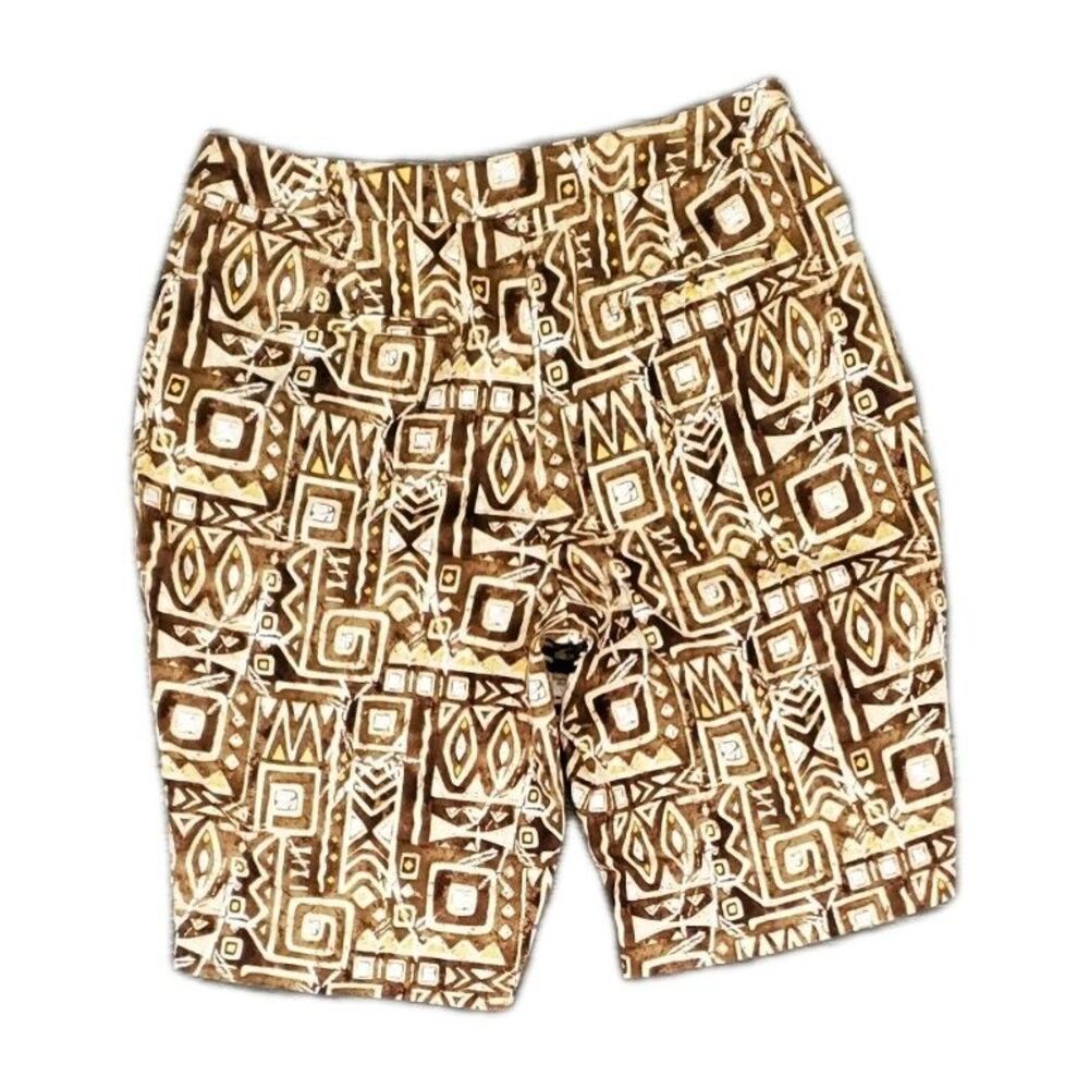 Chicos 10 Giraffe Brown Print Geometric Knee Length Shorts Abstract Patterned - Picture 5 of 5
